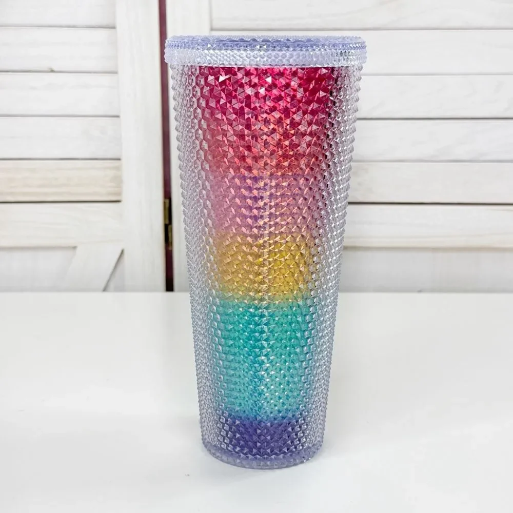 Starbucks 2023 Pride‎ Rainbow Diamond Cut Acrylic Tumbler Cup 24oz Venti